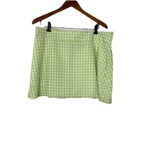 Shiny By Nature Women's 3XL Neon Green Plaid Mini Skirt